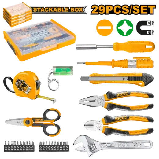 Ingco Tool/S Household Incl Stacable Box 29Pc 1 INGCO TOOL/S HOUSEHOLD INCL STACABLE BOX 29PC - main product image