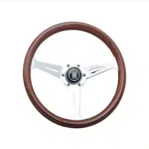 NARDI STYLE WOOD CHROME CENTER STEERING WHEEL - main product image